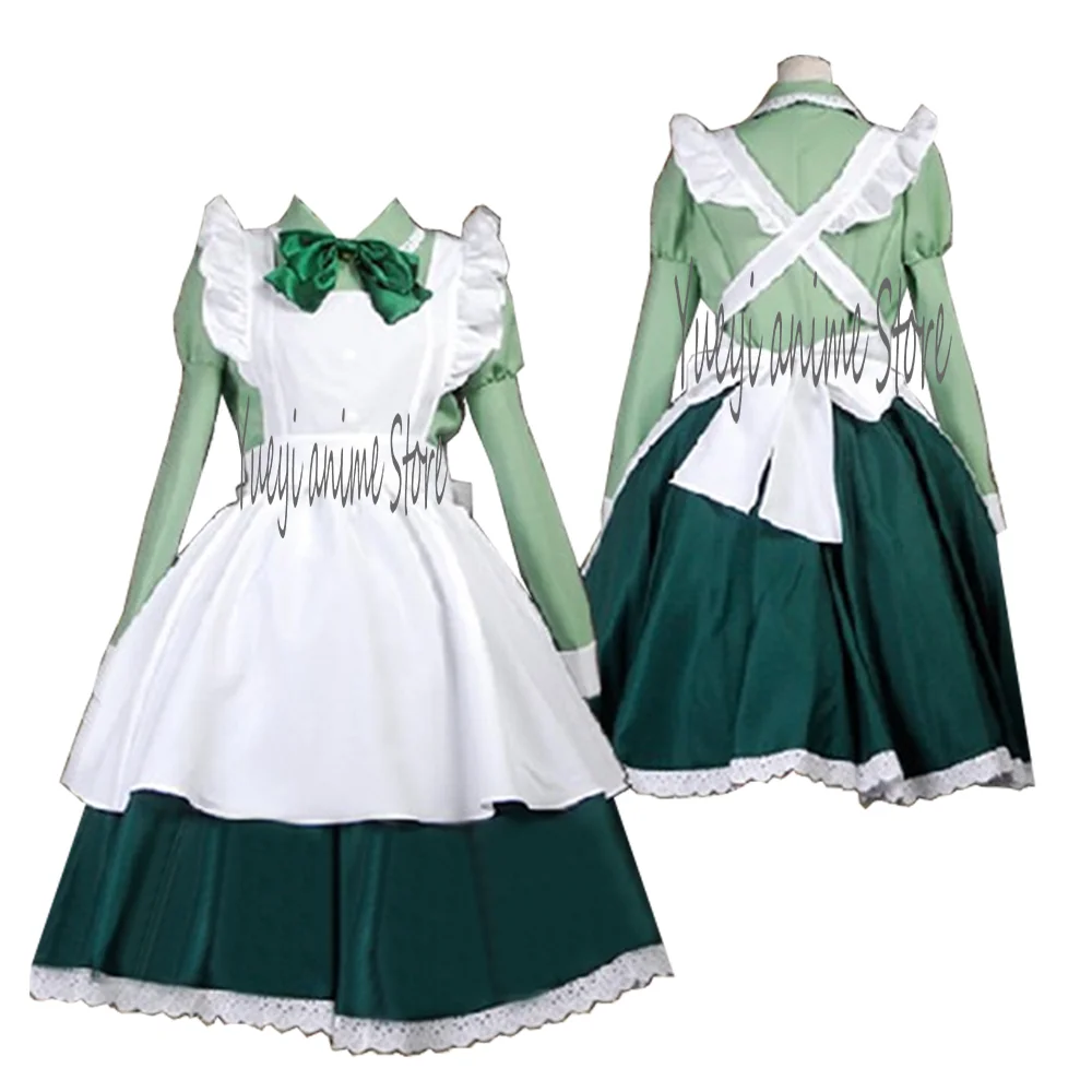 Women's Cosplay Costume Anime Hetalia Hungary Green Maid Dress White Apron for Halloween Party Costume