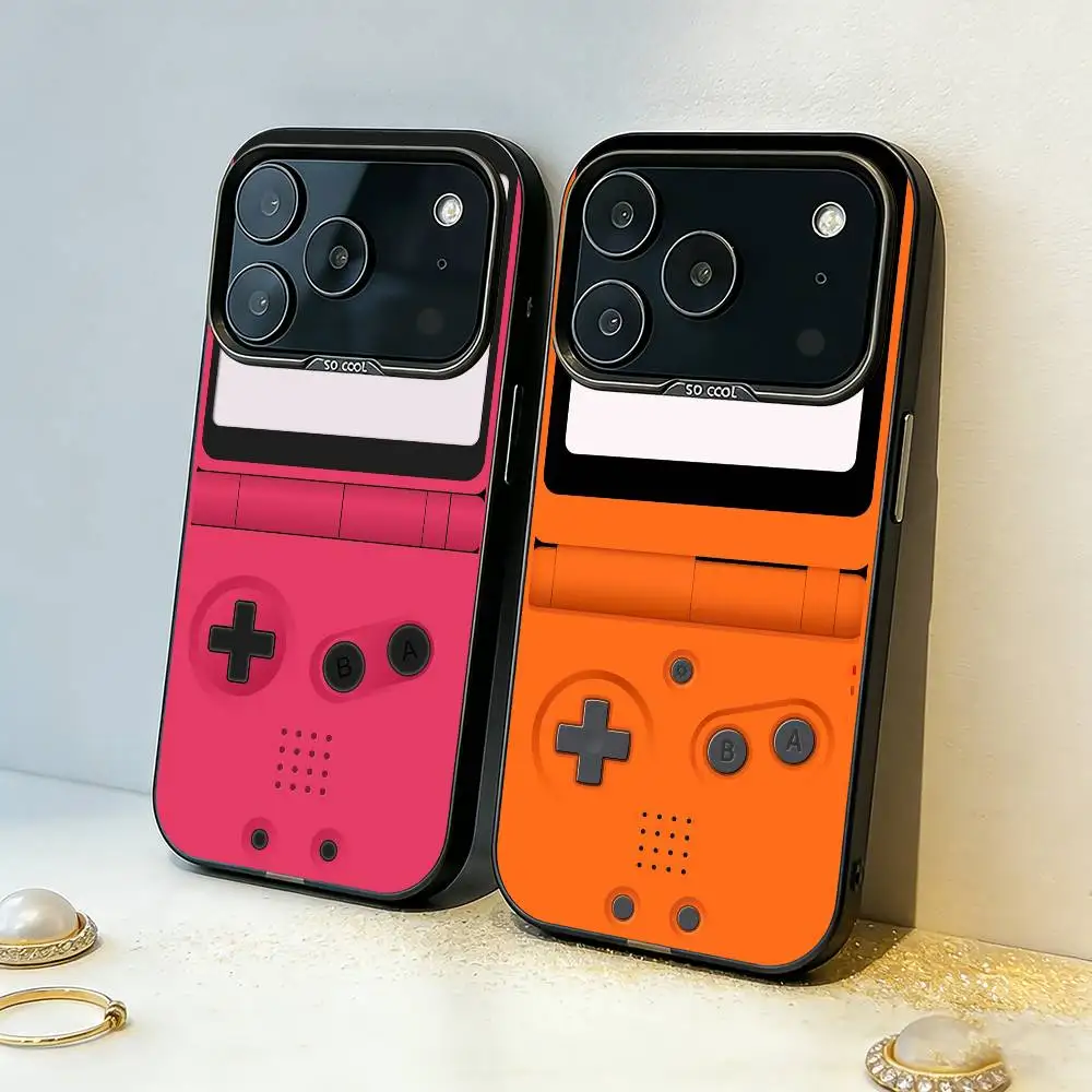 

G-Game console pattern Phone Case For iPhone17,16,15,14,13,12,11,Pro,MAX Gray Matte Silicone Black Cover