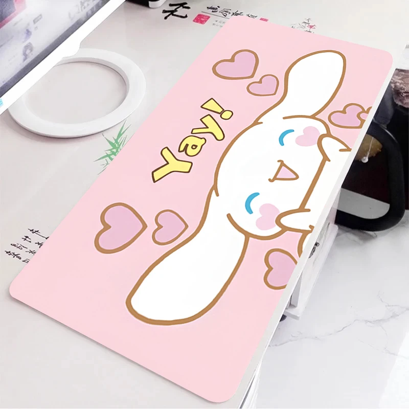 Cute Pink Cinnamoroll Mousepad Anime Desk Mat XXL Gaming Accessories Rubber Mouse Pad Office Extended Keyboard Mats Gamer Carpet