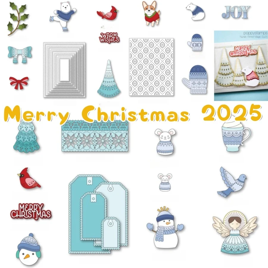 

Merry Christmas Metal Cutting Dies DIY Scrapbook Embossed Make Paper Card Album Craft Template Supplies Decoration 2025 New