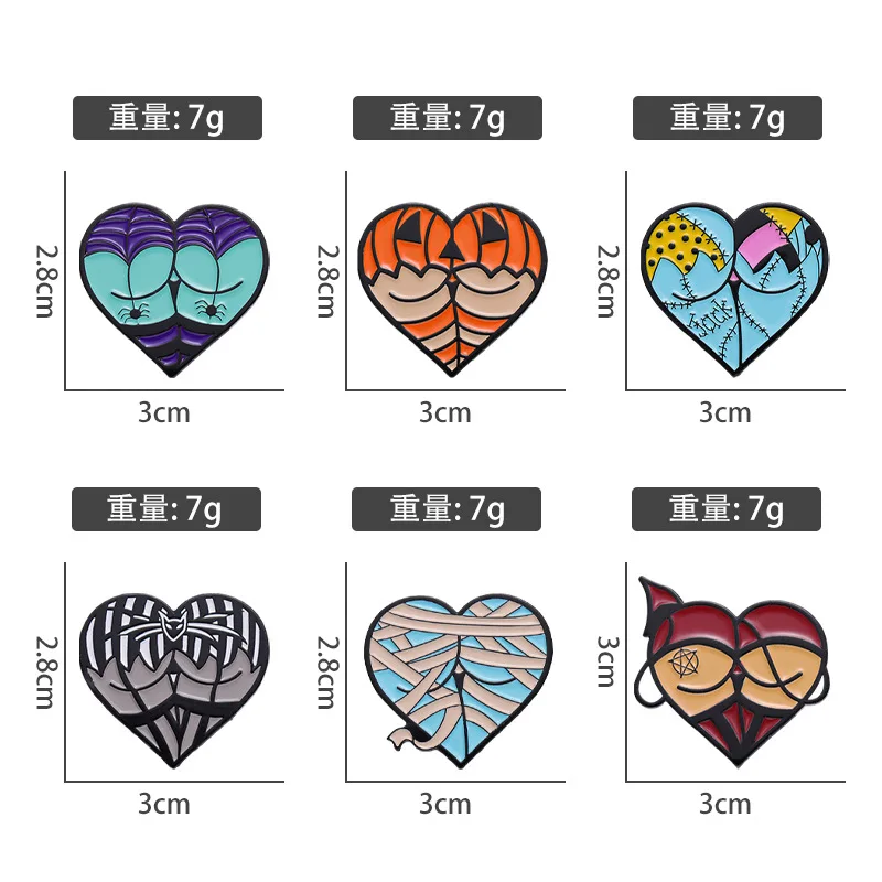 Creative Halloween Love Enamel Pins Spider Bandage Animal Geometry Alloy Brooch Badge Punk Women's Jewelry Accessories Gift