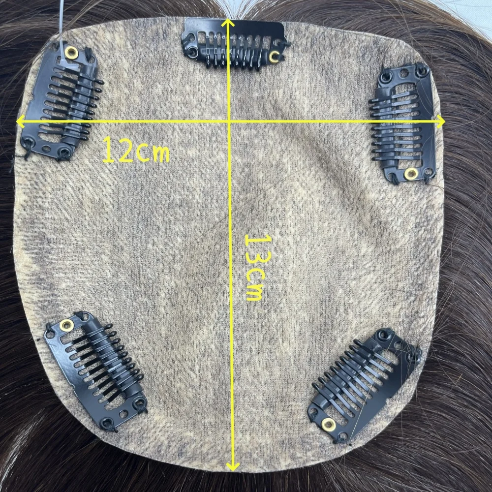 Clip de Base de seda para mujer, extensiones de cabello, peluca parcial de cabello humano, 12x13 cm, parte media, postizos para cuero cabelludo