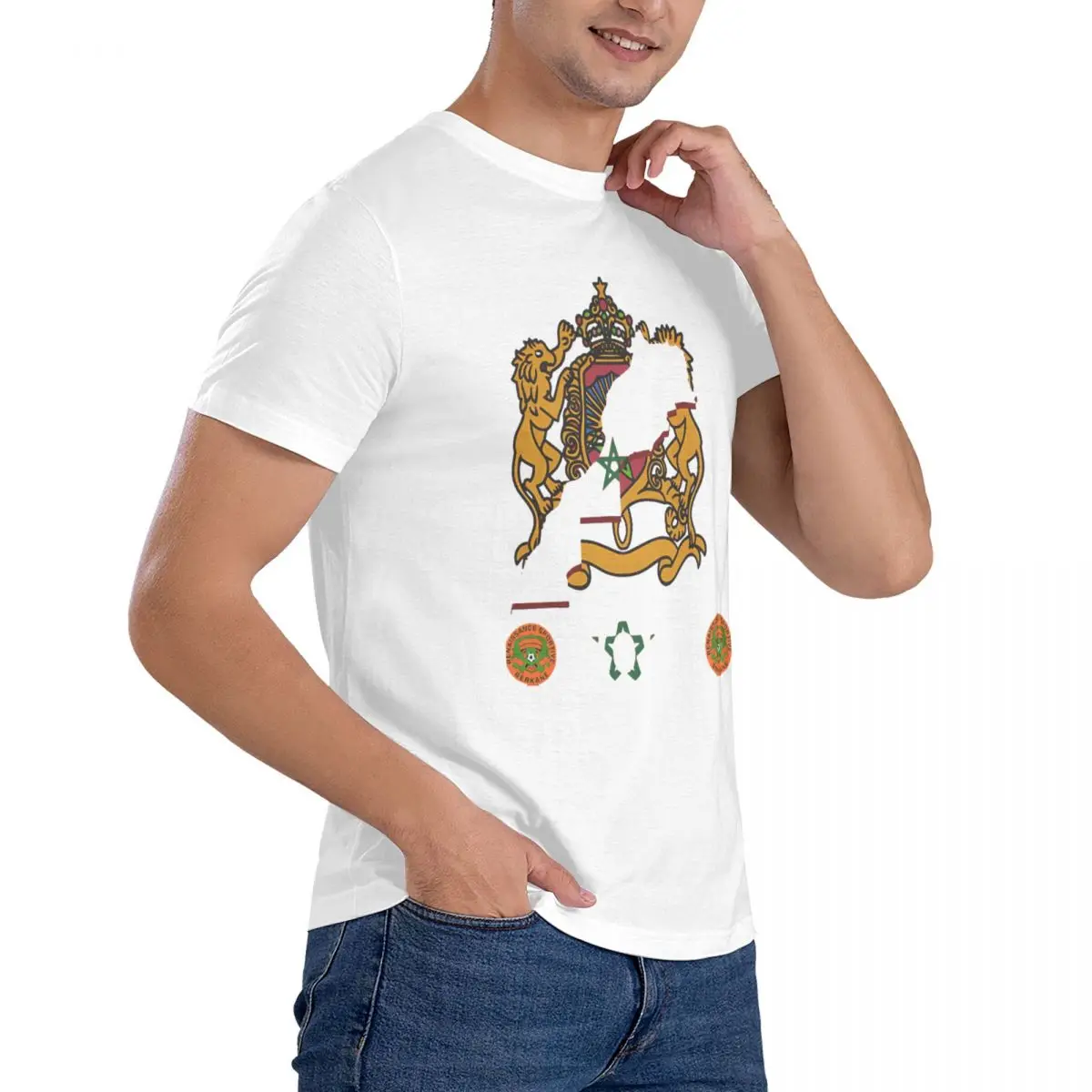 K-Kingdom of Morocco,ラウンドネックの純綿のレジャーTシャツ,世界のルネッサンス,de berkane