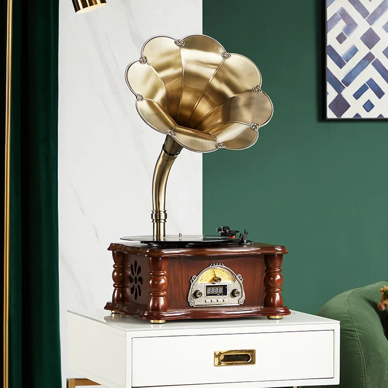 European retro phonograph vinyl record player multi-function record player antique gift living room ornament