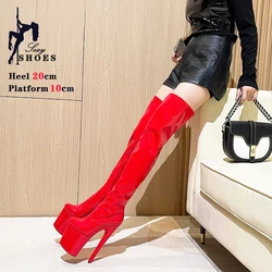 Fashion Show 20cm Thin High Heels Over the Knee Boots Women Platform Ladies Wedding Party Shoes Thigh High Boots Catwalk Shoes