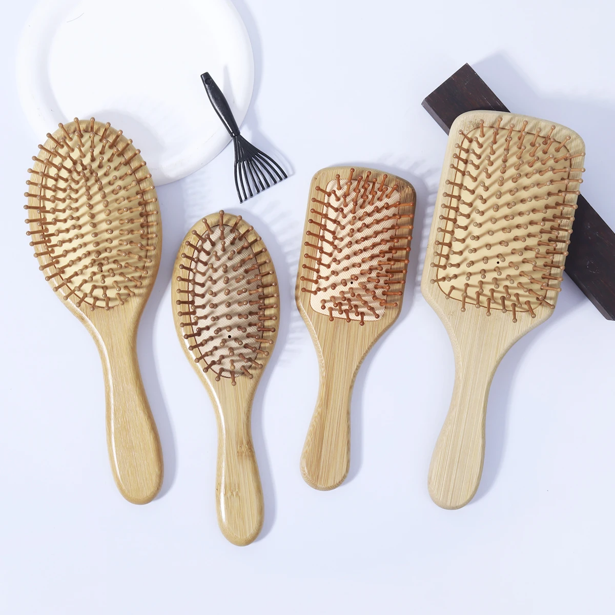 

2pcs/set of wooden combs professional health massage brushes airbags bamboo combs and comb cleaners Special for real hair wigs