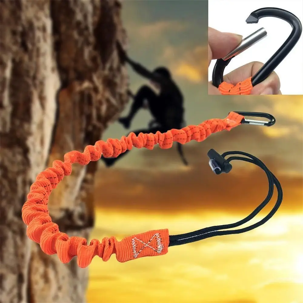 With Carabiner Hook Safety Bungee Tether Climbing Working Telescopic Tool Safety Rope Nylon Anti-Falling Tool Lanyard