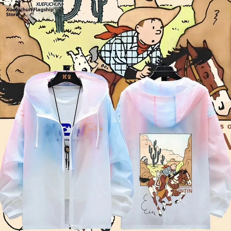 

Ультратонкая куртка Tintin Adventure в стиле аниме для мужчин и женщин, дышащая верхняя одежда, легкое пальто, Pure Brand Snowflake