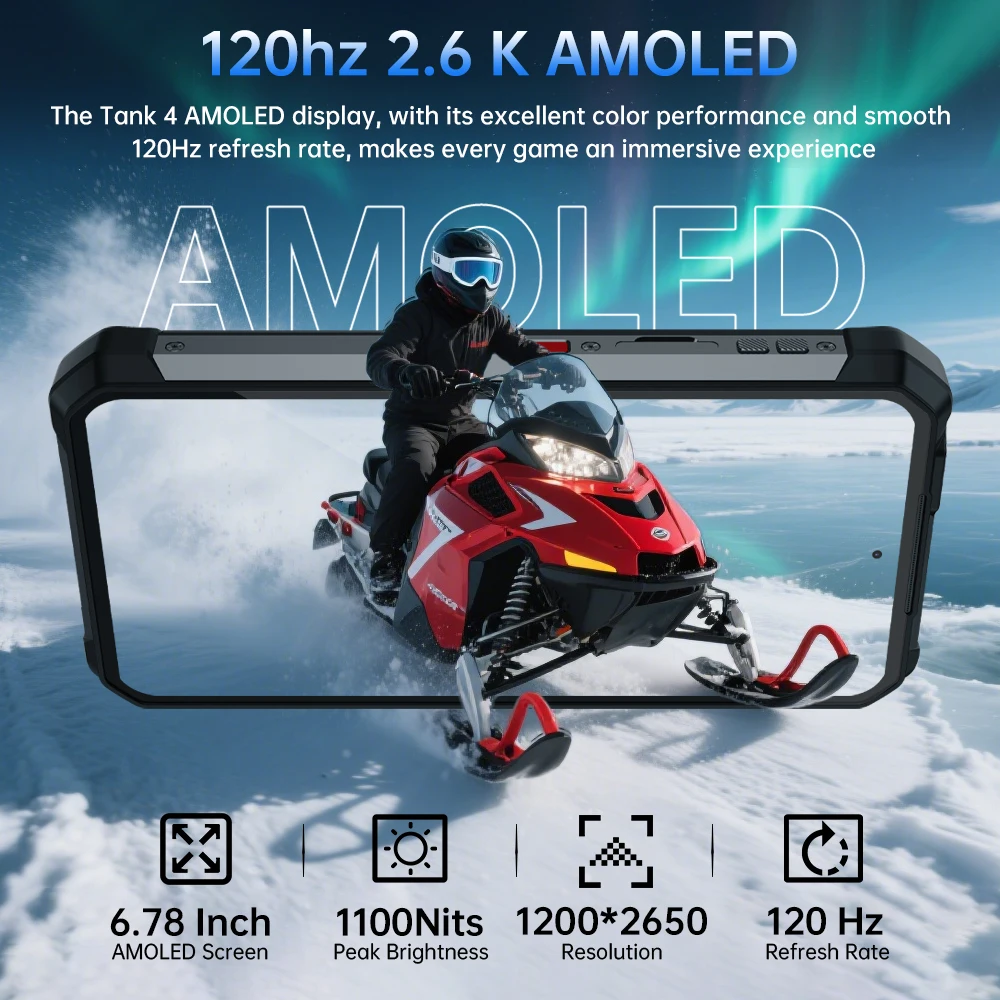 8849 Tanque 4 Unihertz Smartphone Robusto Com Projetor 720P 100 Lumen 6.78 ''AMOLED 512G 11600mAh Android14 Dimensidade 7300 120Hz