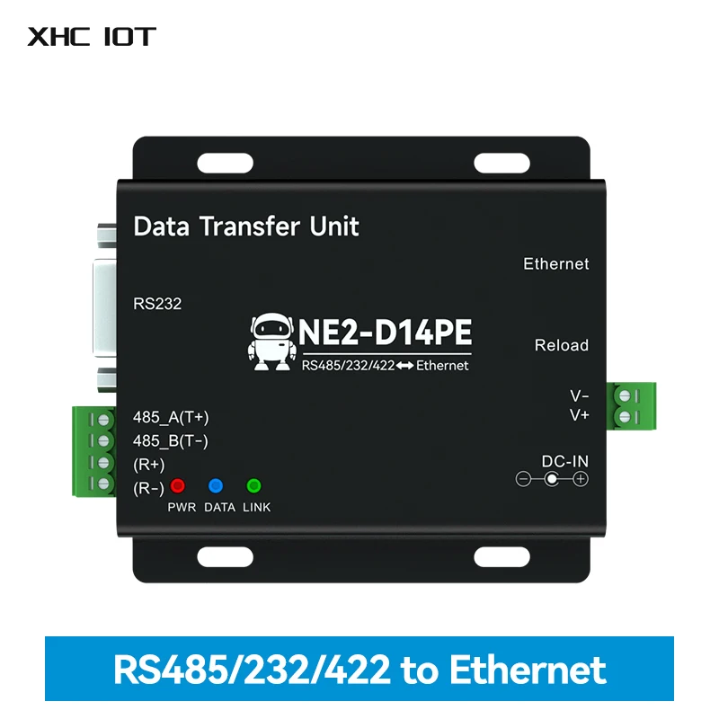 

RS485/RS232/RS422 to Ethernet Serial Server Modbus Gateway POE Power Supply MQTT Power and Signal Isolation XHCIOT NE2-D14PE