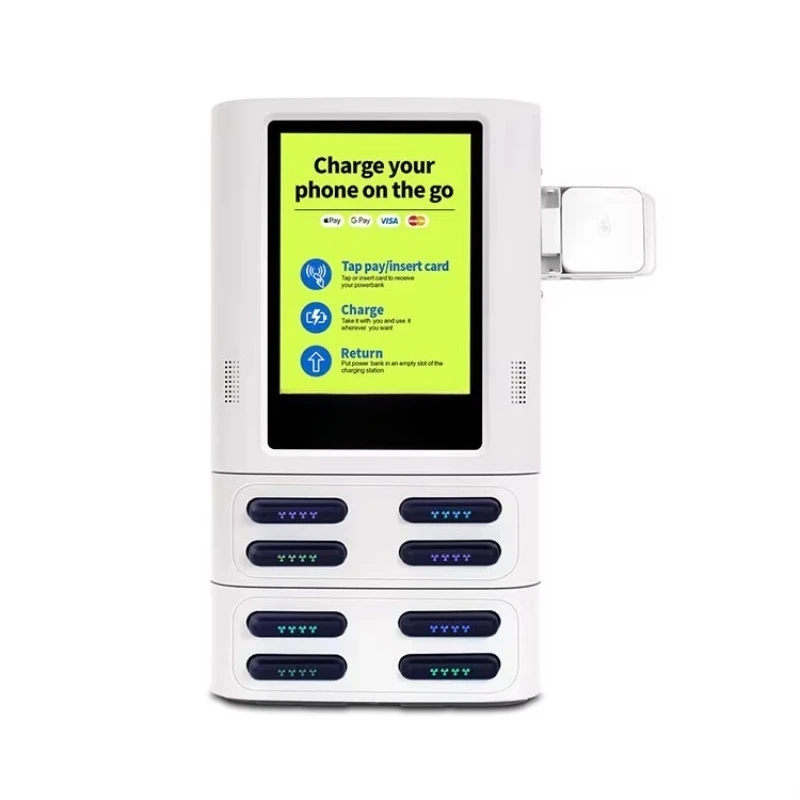 2026 New FL Multi Payment Airport Commercial Charging Kiosk 8 Slots Vertical Touch Screen Shared Power Bank Station Customized
