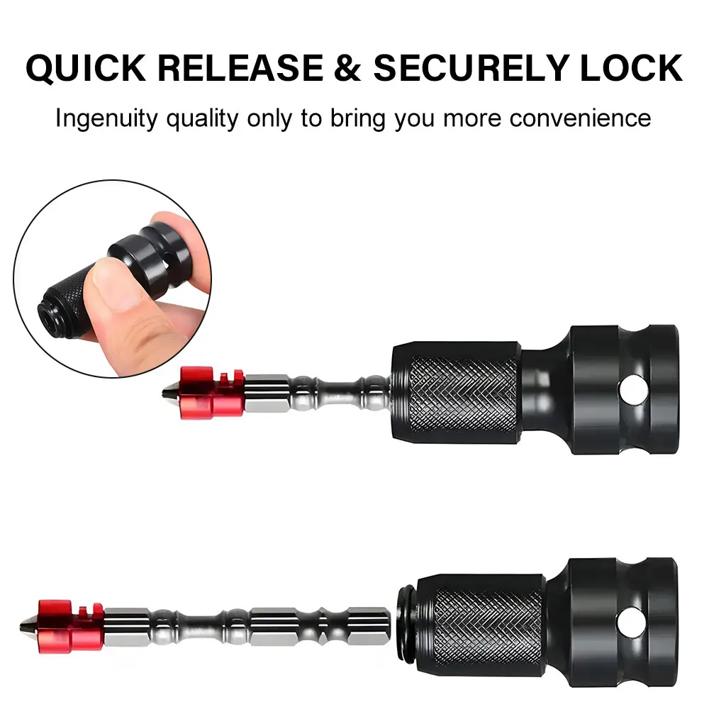 Universal Adaptive Wrench Adapter Socket Ratchet Torque Wrench Adapter 1/2 Inch Square to 1/4 Inch Hex Ratchet Socket Converter