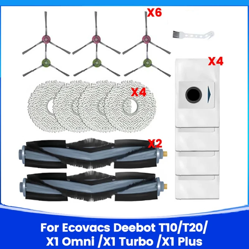 

A13R-Accessories Kit For Ecovacs Deebot T10 T20 X1 Omni/X1 Turbo /X1 Plus Vacuum Cleaner Parts Main Side Brushes Mop Cloths