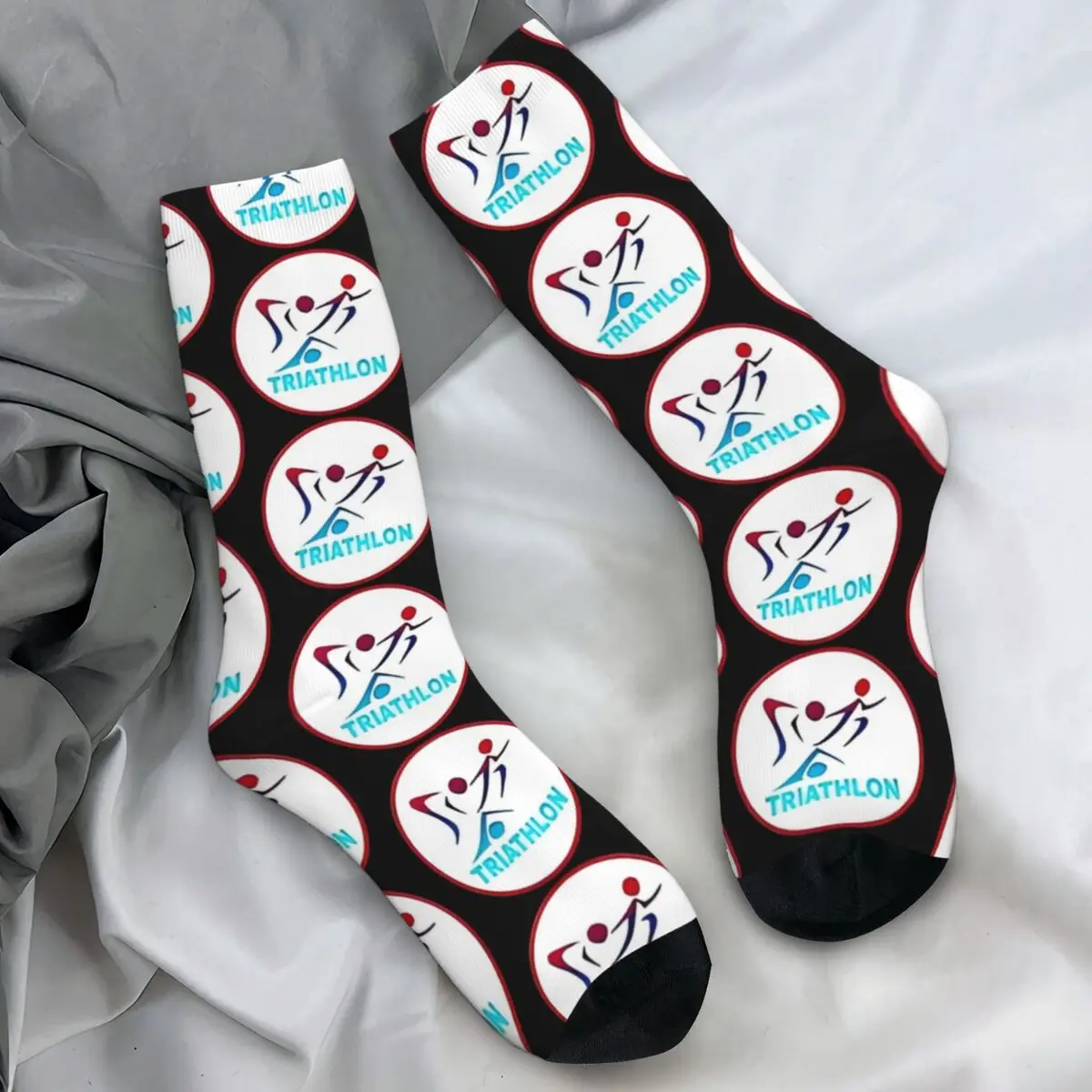 Marathon Triathlon Logo (3) Socks Vintage Stockings Winter Non Slip Adults Men Socks Soft Graphic Climbing Socks