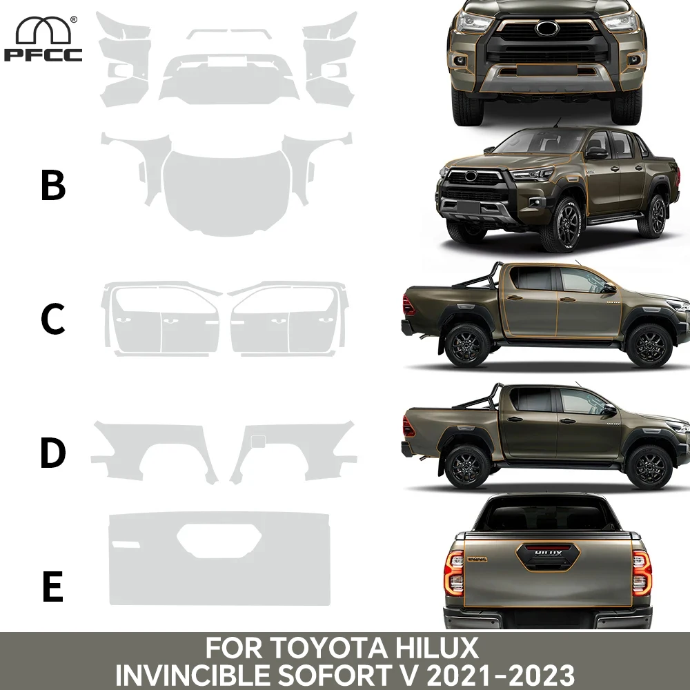 

For Toyota Hilux Invincible Sofort V 2021-2023 TPU Paint Protection Film Pre-cut PPF Scratch Resistant Clear Bra Car Accessories