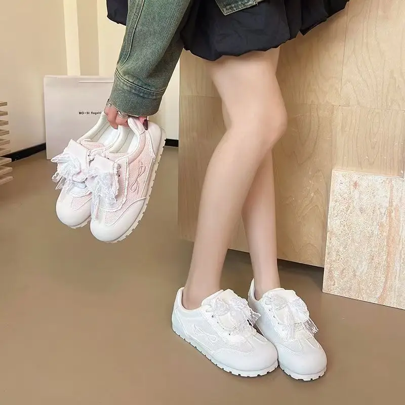 

Ballet Style Denim Skate Shoes Women Dreamy Pink Lightweight German Trainer Summer Versatile Sneaker