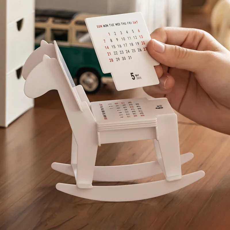 Creative DIY 2025 Mini Trojan Calendar Personality Flip Calendar Cartoon Toy Gift Desktop Ornaments Office Home Decoration