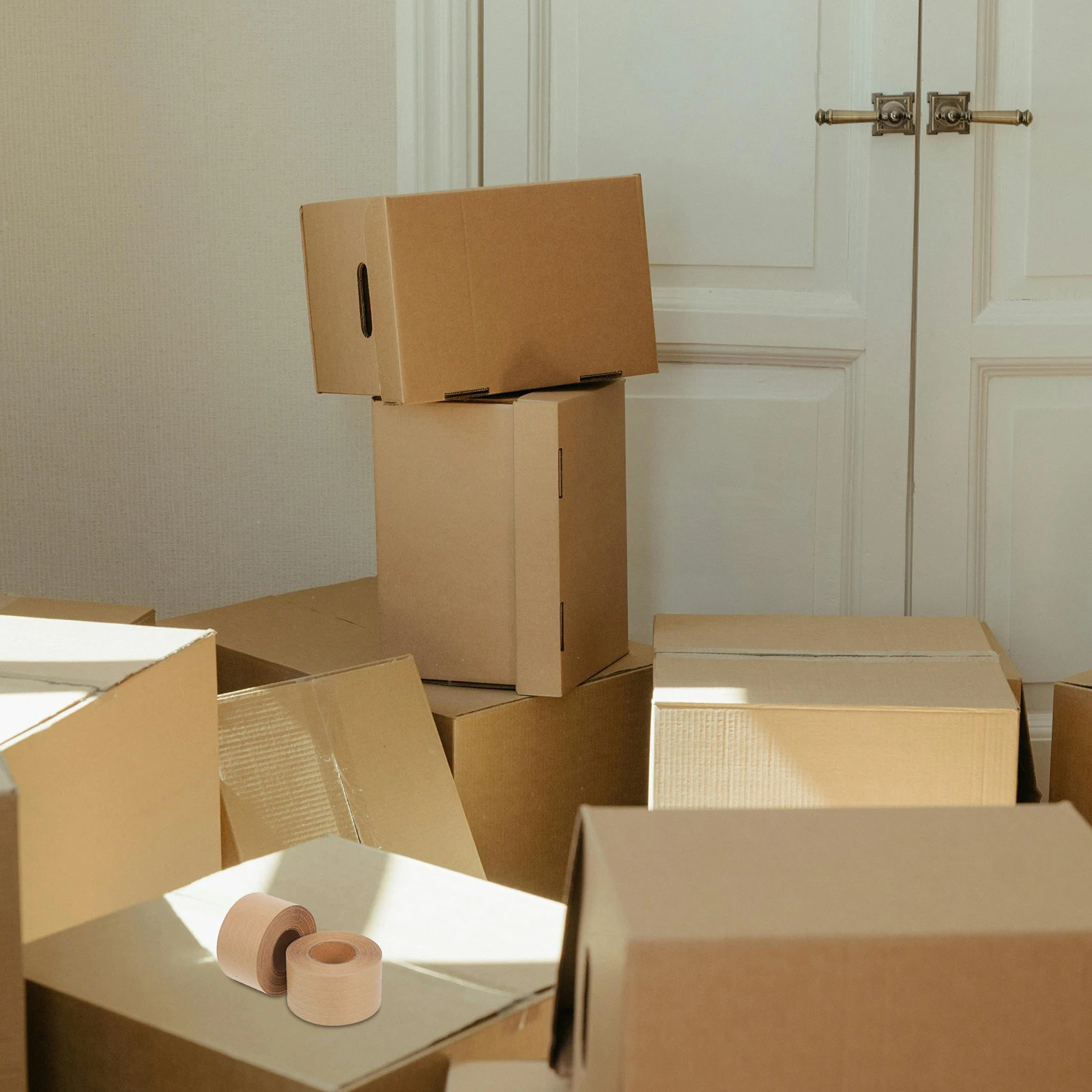 2 قطعة ورق الكرافت المقوى المياه المنشط شريط التعبئة القوي لصناديق الشحن تتحرك التعبئة والتغليف توريد شريط تغليف الكرتون #6