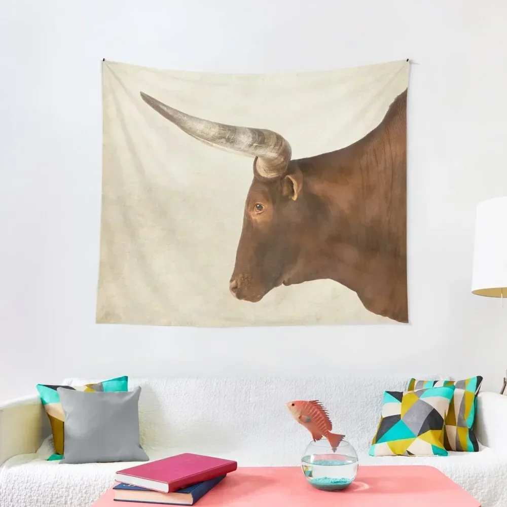 

Texas Longhorn Art, Farm Animal Portrait Tapestry Korean Room Decor Room Decorations Tapestry