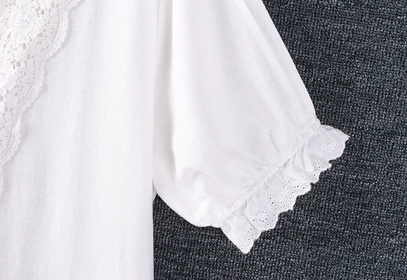 Summer Sweet Mori Girl Hollow Out Embroidered Cotton Linen Dress Women O-neck Short Sleeve Casual Loose A-line Dresses