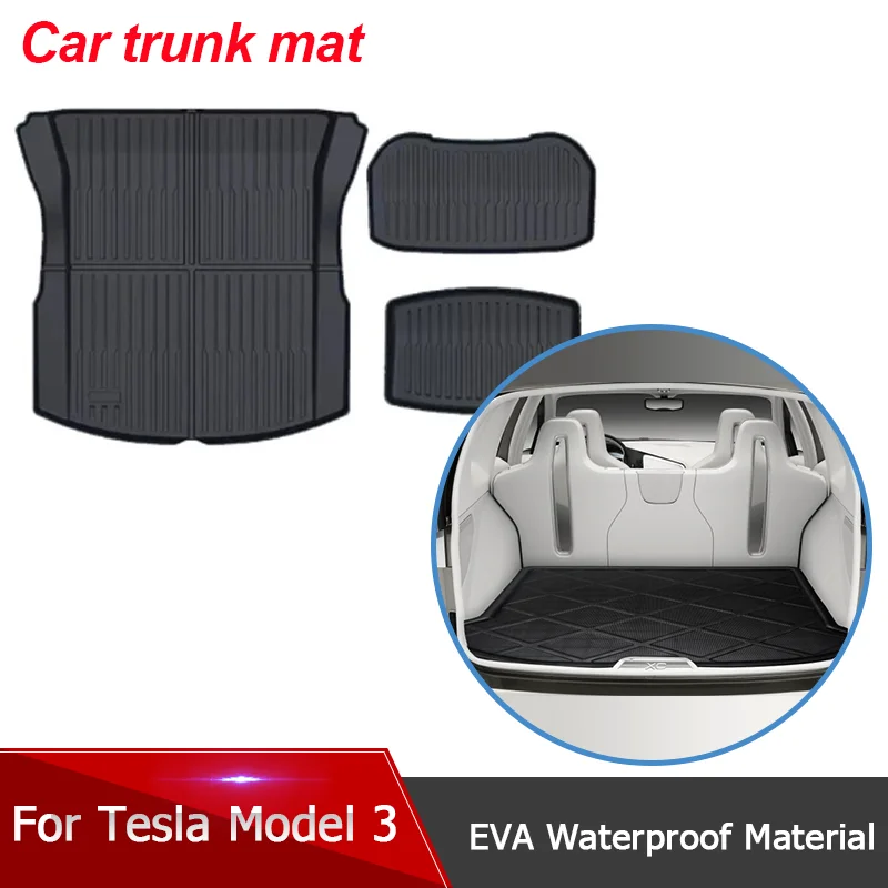 Front And Back Car Trunk Mat Carpet Waterproof Weather-resistant Pads Up and Down Layer Mats for Tesla Model 3 2022 2018~2024