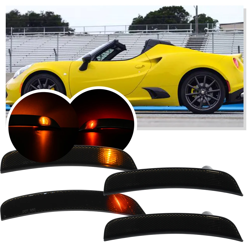 

4 шт. для Alfa Romeo 4C 2013 2014 2015 2016 -2020, передний/задний бампер, боковой габаритный фонарь, сигнал поворота