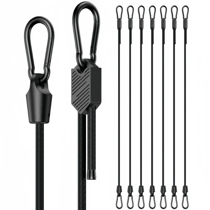 SEAMETAL 2 Stück robuste Gepäckverpackungsseile, elastisches Bungee-Seil, Befestigungsband mit Karabinerhaken für Radfahren, Camping, Outdoor – Detail 2