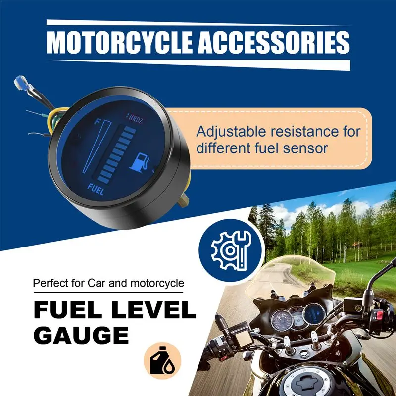 24V 2 Inch 52Mm Universal Car Motorcycle Fuel Level Meter Gauge LED Light Display Fuel Tank Gauge Boat Truck RV-ABQF view 5