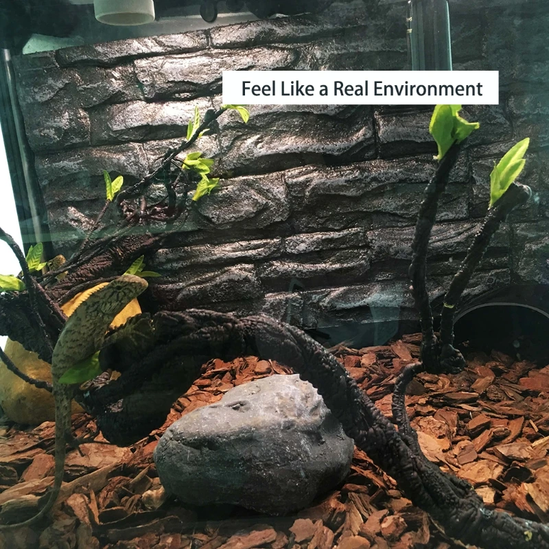 Artificial Reptile Plants for Climbing Lifelike Terrarium Plastic Jungle Bend Branches Vines Amphibian Habitat Ornaments Y5GB