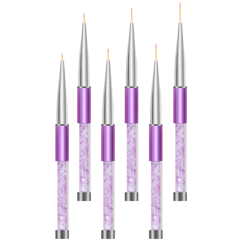 

6 Pcs Nail Art Drawing Pens Aluminum Alloy DIY Manicure Pull Line Tools Fine PP Nylon Ball Ends Easy Cleaning