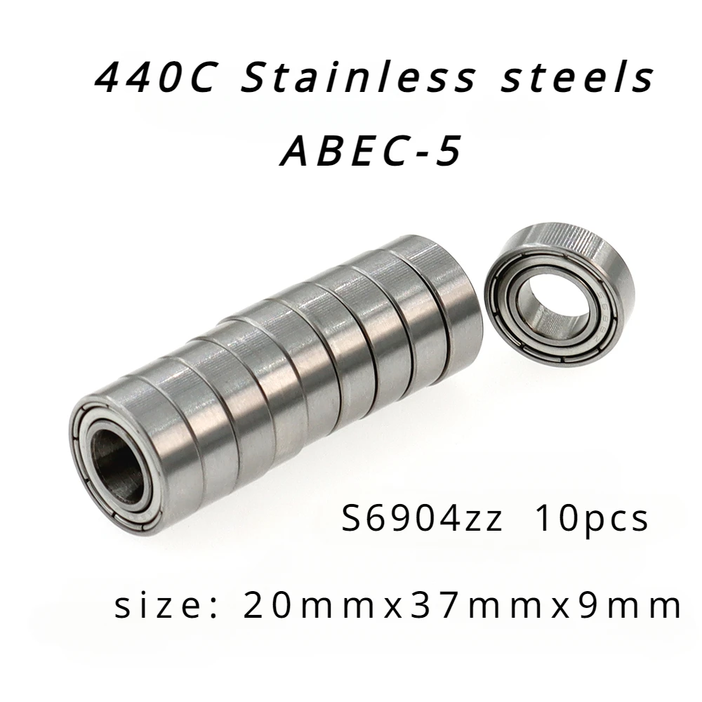 Veekraft High Performance 440C Stainless Steel ABEC-5 Deep Groove Ball Bearings -S6904zz 10pcs Size:20mmx37mmx9mm