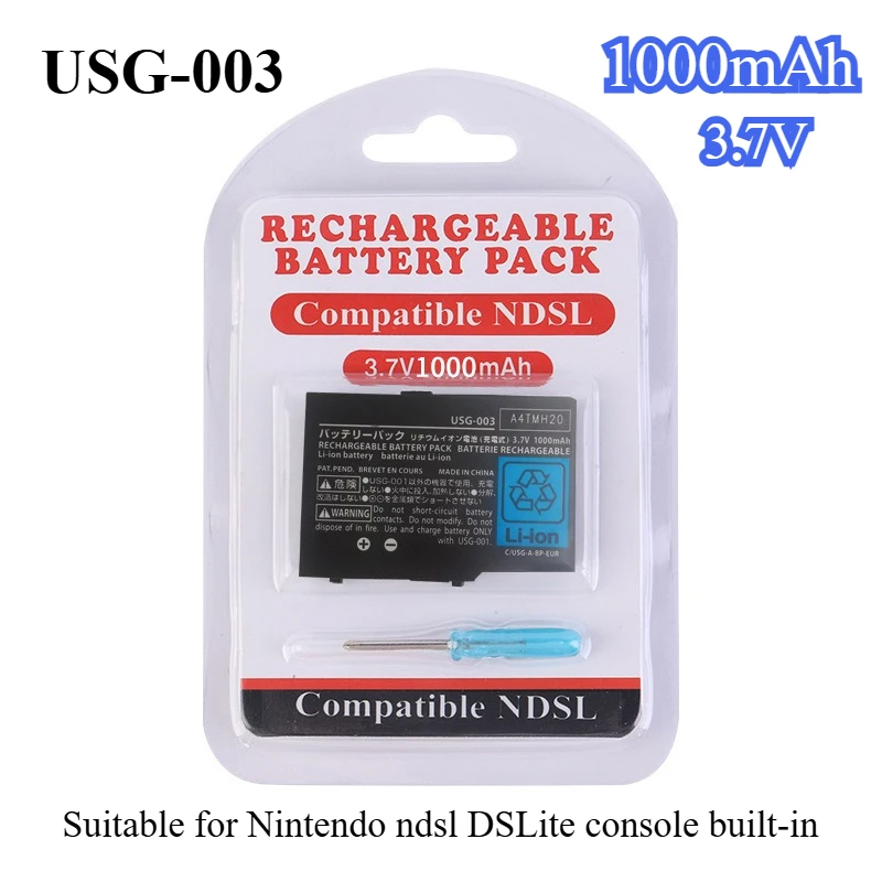 

USG-003 1000mAh High Capacity Battery 3.7V Lithium-ion Replacment Kit Pack for Nintendo NDSL DS Lite Replacement Battery