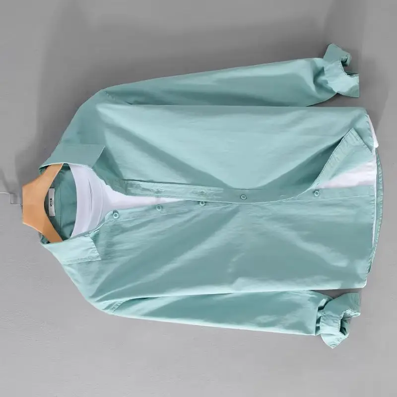 

Men's Casual Pure Cotton Long Sleeve Shirts Loose Fit Solid Basic Tops Shirt For Men 6 Colors M-3XL Youth Stylish Streetwear