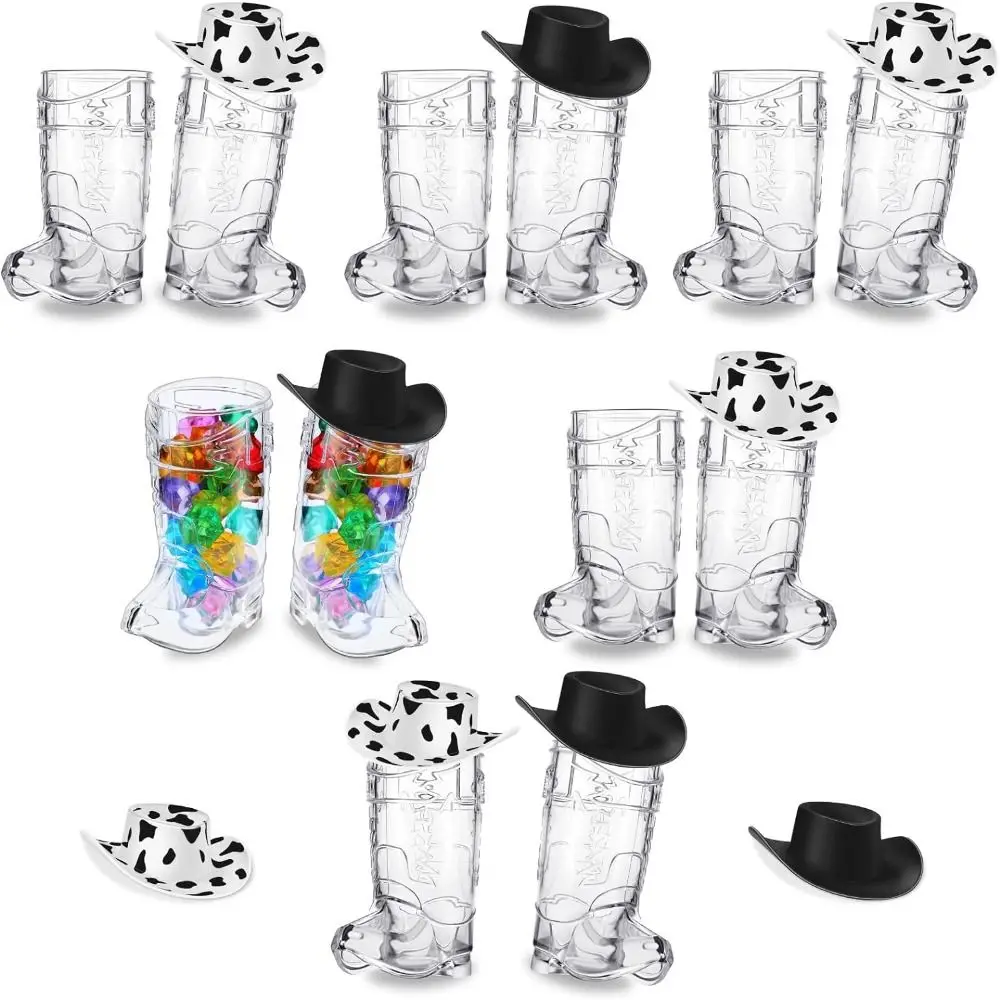 24/33 Pcs Miniature Hat Cowboy Boot Shot Glasses Food Grade Portable Beer Boot Mugs Lightweight Reusable Cowboy Boot Toys