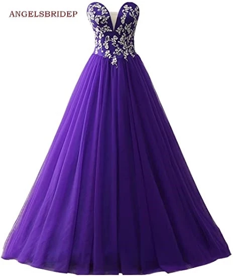 

ANGELSBRIDEP Purple Sweetheart Quinceanera Dresses Birthday Fashion Applique Beaded Tulle Sweet 16 Masquerade Princess Party HOT