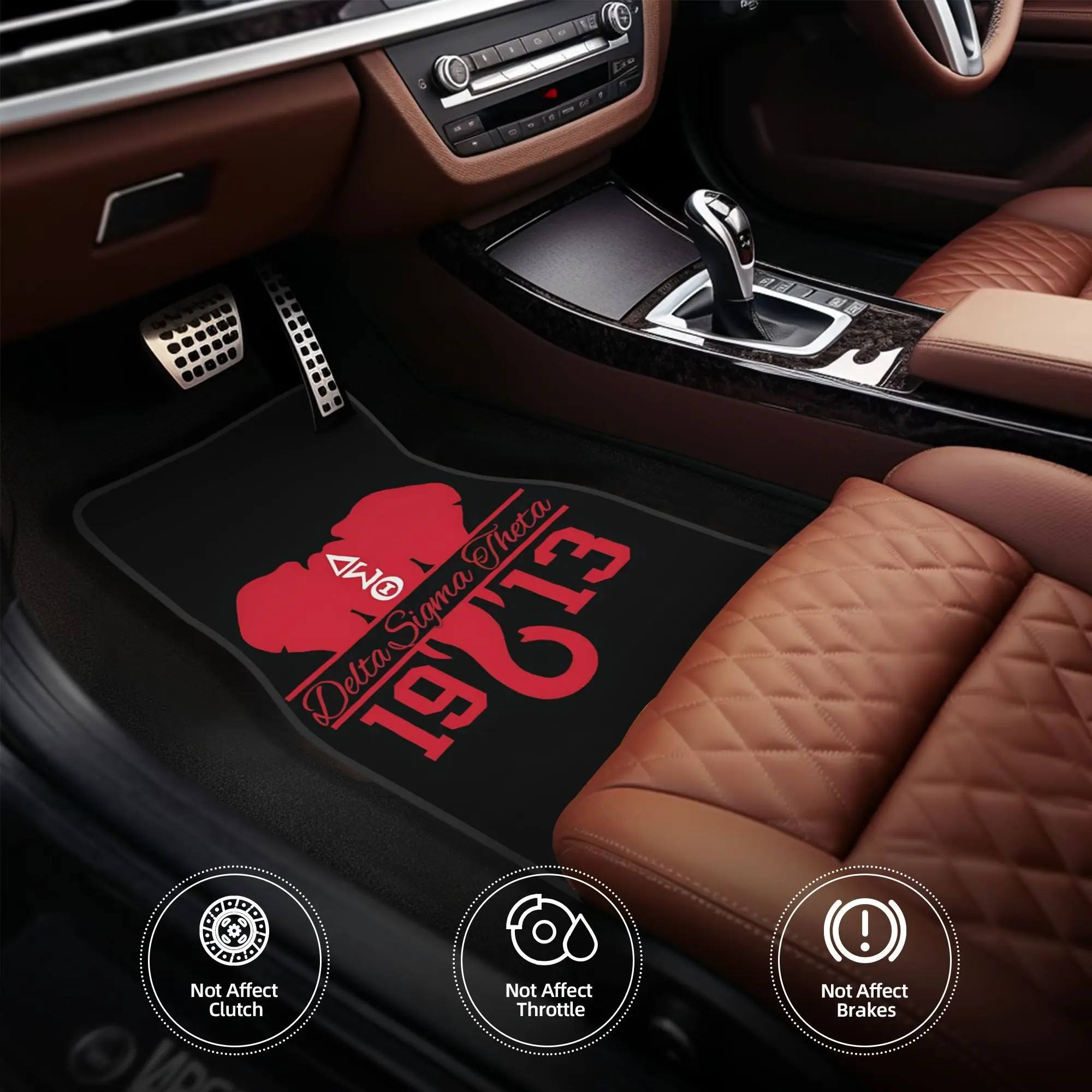 4pcs Set Delta Sigma Theta 1913 AEO Printed Polyester Car Mats | Front And Rear Seat Protectors, Universal Anti-Slip, Easy-to-Cl