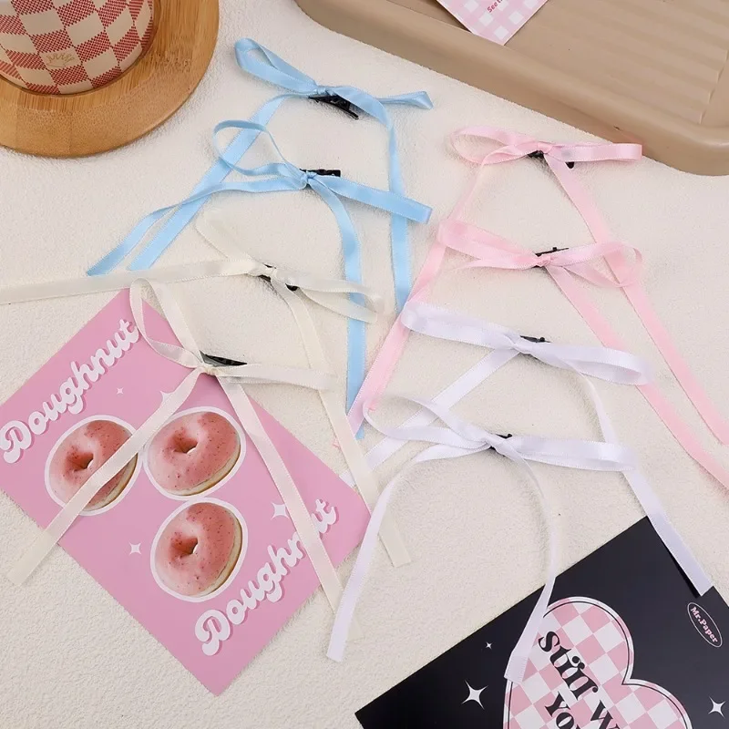 Bowknot Hair Clips Sweet Ballet Ribbon Colored Satin Hair Clips Spring Summer Girls Party Mini Grab Clips Hair Accessory Gifts