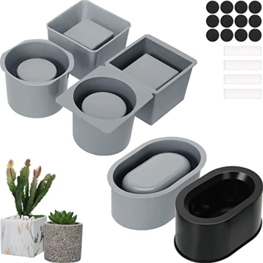 

3 Pack Concrete Molds Silicone Planter Mold for Cement Pot DIY Succulent Plant Pots Square and Round