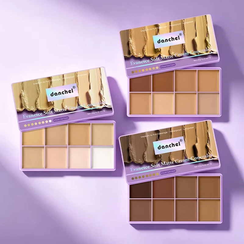 8 Shade Cream Concealer Palette Waterproof Full Coverage Multi-Function Cream Blemishes & Cover Long-Lasting Korean Makeup