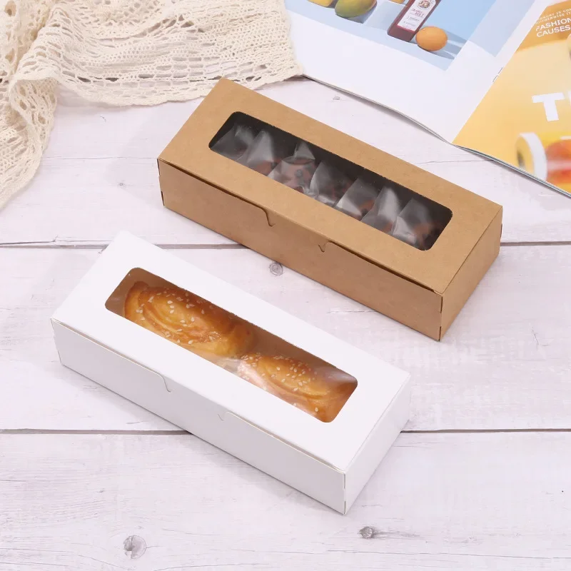 10/20/50pcs Rectangle Transparent Window Packaging Box Candy Dessert Baking Cake Box For Wedding Birthday Baptism Party Gift Box