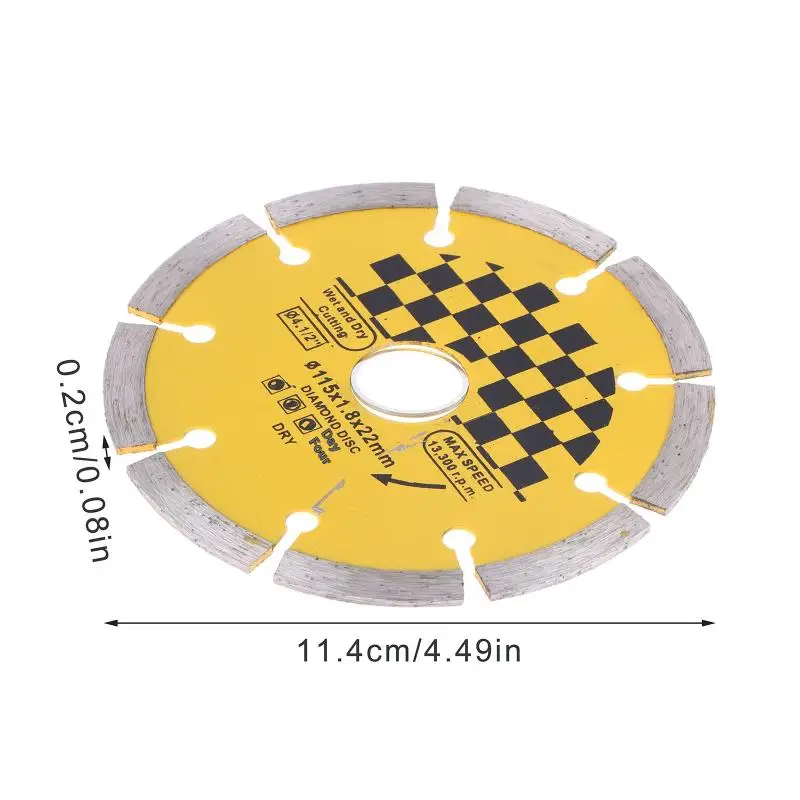 Lama per sega per rompere la parete con scanalatura a secco diamantata da 115 mm, pietra per calcestruzzo, utensile per affettare a secco, lama da taglio per marmo e granito