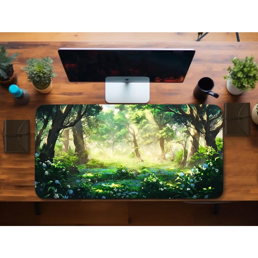

Forest desk mat natural PC game accessory office floral pattern universal green mousepad for home high-definition printing