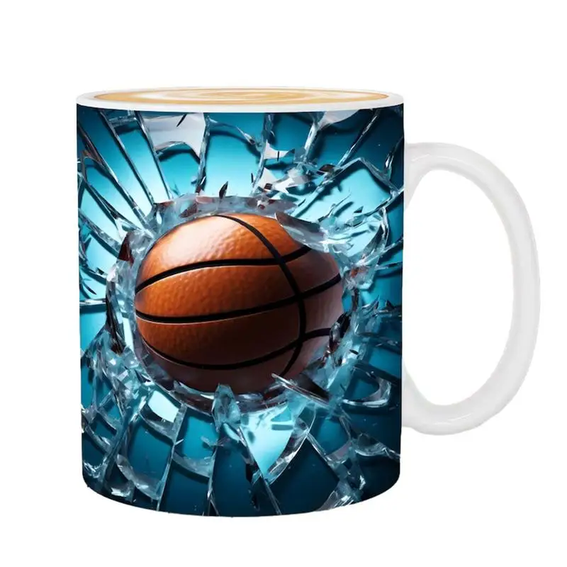 

Ball Ceramic Mug Portable Ball Tumbler With Flat 3D Effect Novelty Ceramic Tea Cup Ceramic Mug For Birthday New Year Christmas