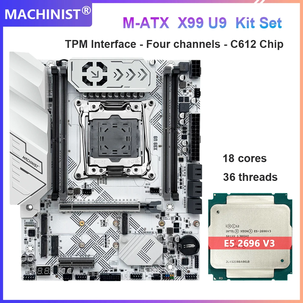 MACHINIST X99 U9 Motherboard TPM2.0 With Intel Xeon E5 2696 V3/ E5