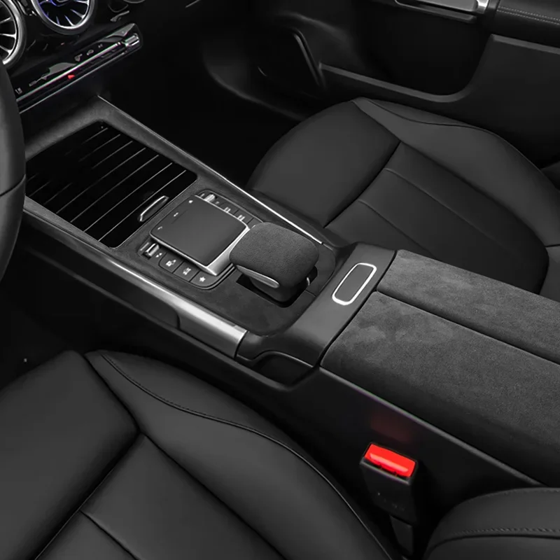 

For Mercedes Benz GLA X156, GLB X247 2020 2021 2022 2023 Interiors Suede Leather Overlay Cover on Armrest, Central Gear Knob