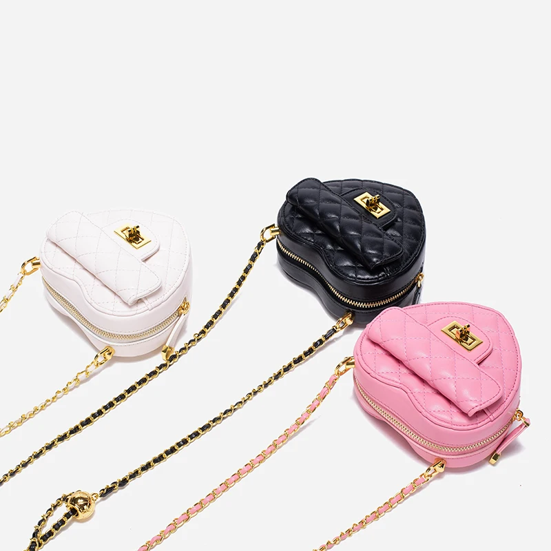 

Vntine's Day Birthday Gift Genuine Leather Small Diamond id Heart Chain Bag for Girlfriend Women Faionable Soft Crossb...