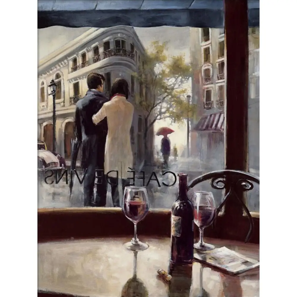 French Canvas Art After the Rain Cafe Bar Decor Hand Painted Oil Artwork Impressionist Modern Landscape Wall Picture