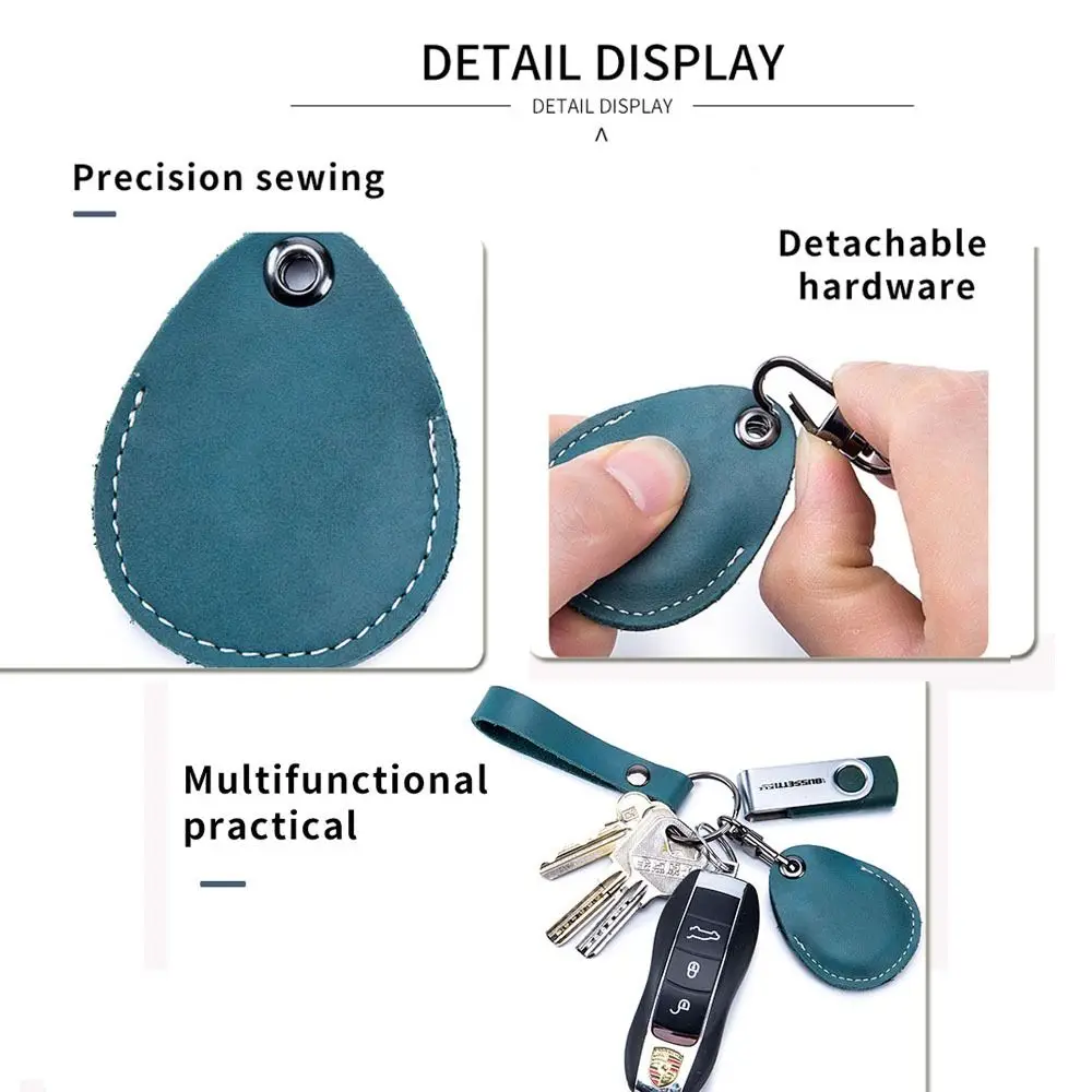 Accessories Card Holder Door Lock Clips Leather Key Holder Cow Leather Keychain Key Tag Ring ID Card Case