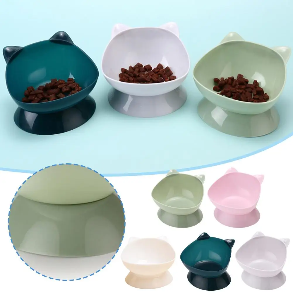 High-foot Pet Bowl Removable And Washable Plastic Combination Neck Cat Basin Food Anti-overturning Bowl Protection Oblique F3O9