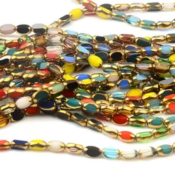 0.4x0.7cm 50pcs Best Quality Faceted Glass Rondelle Beads Golden Plated Oval Shape For DIY Jewelry Making Accessories